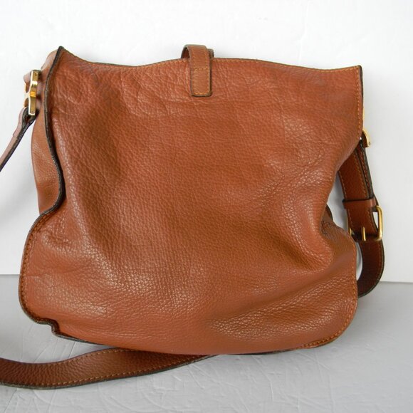 CHLOE MARCIE TAN PEBBLE LEATHER HOBO/CROSSBODY MESSENGER BAG MADE IN ITALY - Picture 9 of 15